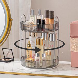 Rotating Makeup Organizer For Vanity, High-capacity Skincare Clear Make Up🐭